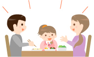 食事に興味をもつような会話を