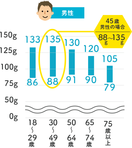 たんぱく質の目標量 男性グラフ