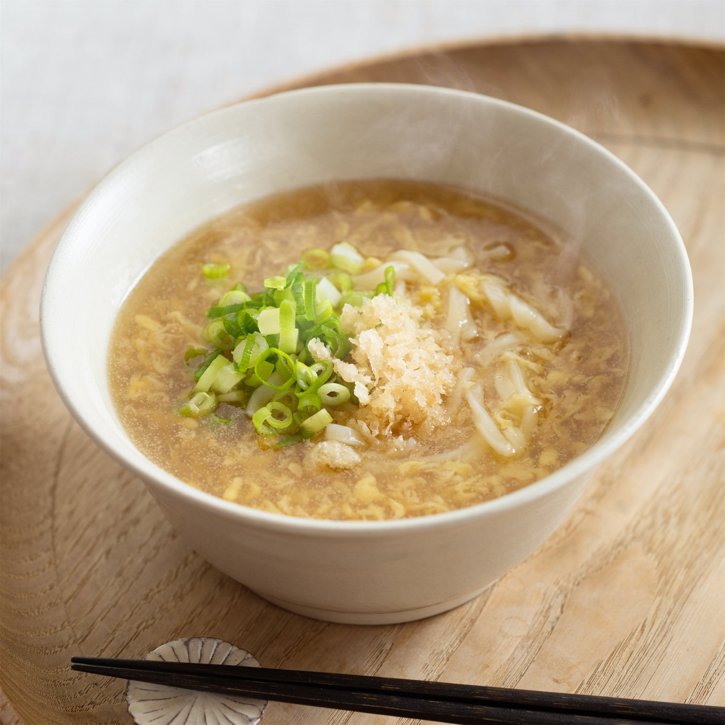 明日のために卵を使わないかきたま風うどん