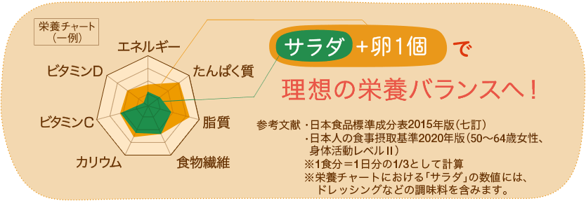 サラダ＋卵1個で理想の栄養バランスへ！