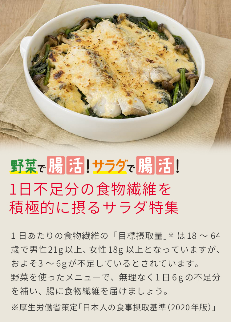 野菜で腸活 サラダで腸活 1日不足分の食物繊維を積極的に摂るサラダ特集 とっておきレシピ キユーピー 野菜で腸活 サラダで腸活 1日不足分の食物繊維を積極的に摂るサラダ特集 とっておきレシピ キユーピー