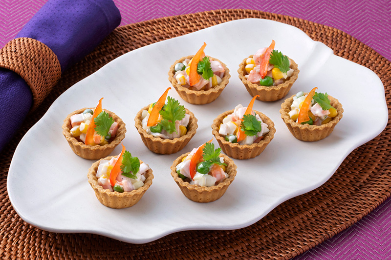 Golden basket with ham salad (Using the commercial tart)